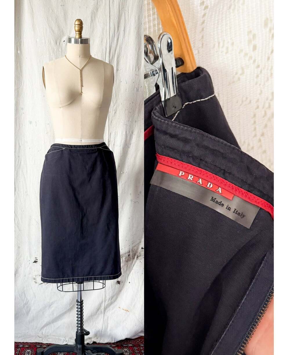 Prada Sport Linea Rossa Plum Brown Midi Pencil Skirt Made in Italy IT 44 / 10